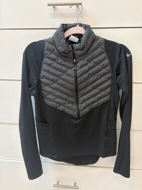 Nike Black Jacket with Gray Quilted Front Panel